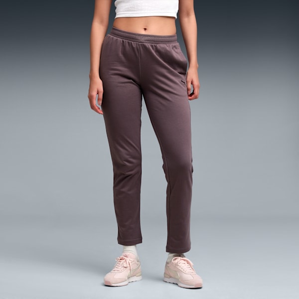 Women's Essential Comfort Slim Fit Knitted Pants, Raisin, extralarge-IND