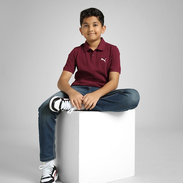 Youth Logo Polo, Dark Crimson, extralarge-IND