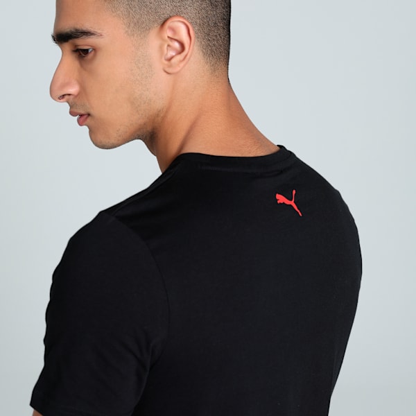 Striped Logo Graphic Men's Slim Fit Tee, PUMA Black, extralarge-IND