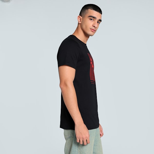Striped Logo Graphic Men's Slim Fit Tee, PUMA Black, extralarge-IND