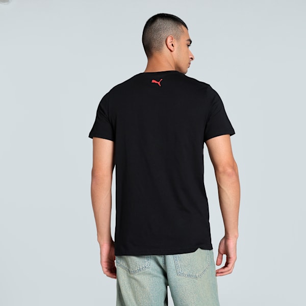 Striped Logo Graphic Men's Slim Fit Tee, PUMA Black, extralarge-IND