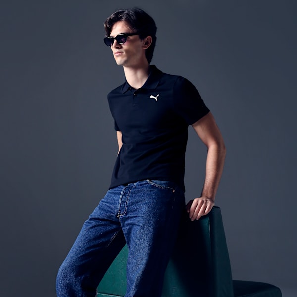 Men's Slim Fit Polo T-shirt, PUMA Black, extralarge-IND