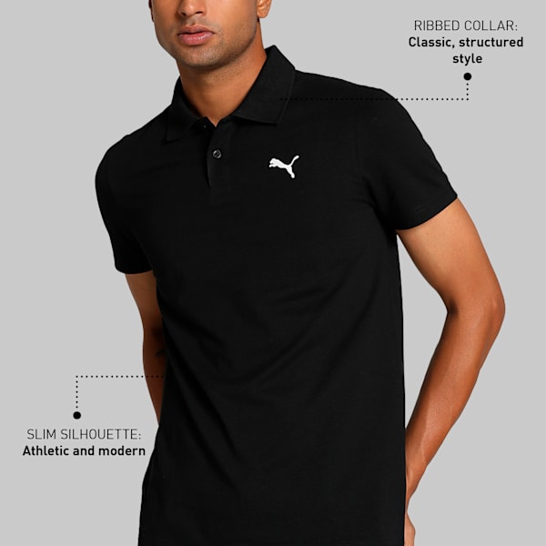Men's Slim Fit Polo T-shirt, PUMA Black, extralarge-IND
