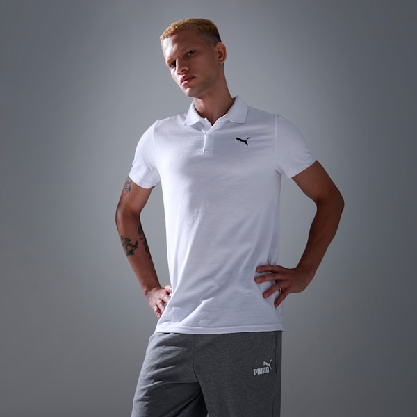 Men's Slim Fit Polo T-shirt, PUMA White, extralarge-IND