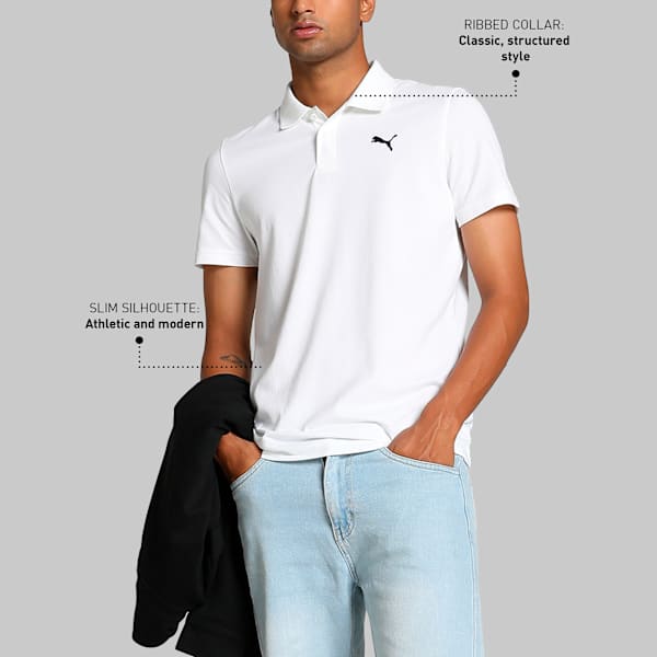 Men's Slim Fit Polo T-shirt, PUMA White, extralarge-IND