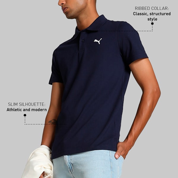 Men's Slim Fit Polo T-shirt, PUMA Navy, extralarge-IND