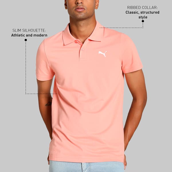 Men's Slim Fit Polo T-shirt, Poppy Pink, extralarge-IND