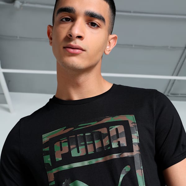 Men's Camo Graphic Slim Fit Tee, PUMA Black, extralarge-IND
