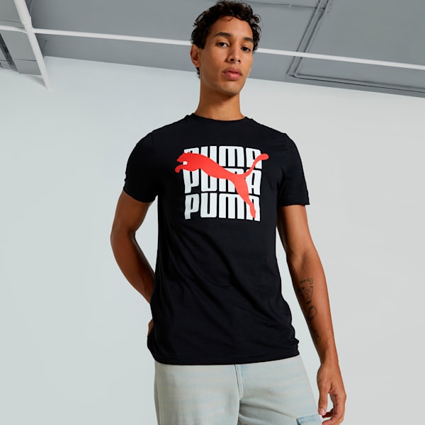 Men's Slim Fit Graphic Tee, PUMA Black, extralarge-IND
