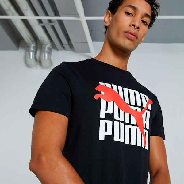 Men's Slim Fit Graphic Tee, PUMA Black, extralarge-IND