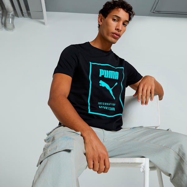 Men's Box Graphic Slim Fit Tee, PUMA Black, extralarge-IND