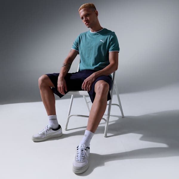 Men's Jacquard Slim Fit Tee, Blue Shimmer, extralarge-IND