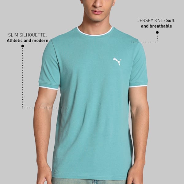 Men's Jacquard Slim Fit Tee, Blue Shimmer, extralarge-IND