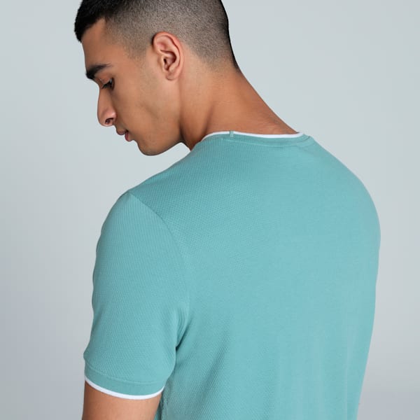 Men's Jacquard Slim Fit Tee, Blue Shimmer, extralarge-IND
