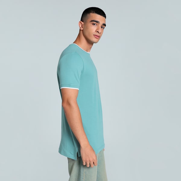 Men's Jacquard Slim Fit Tee, Blue Shimmer, extralarge-IND