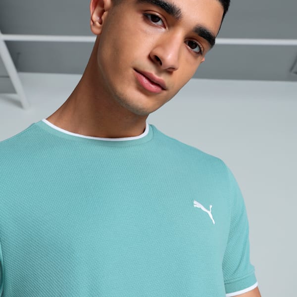 Men's Jacquard Slim Fit Tee, Blue Shimmer, extralarge-IND