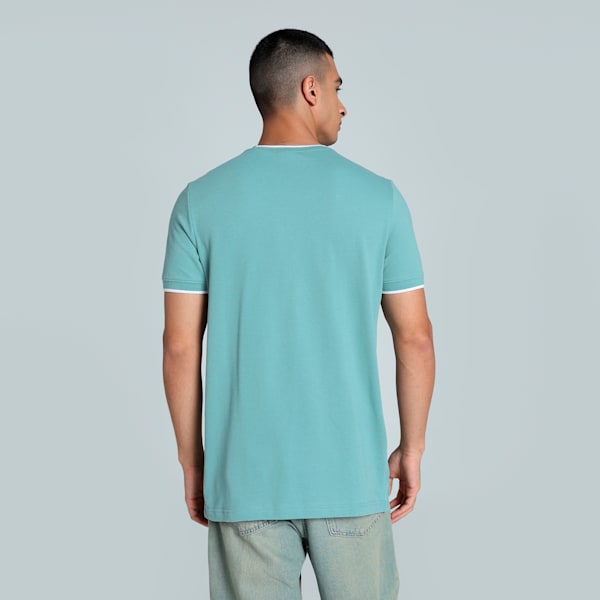 Men's Jacquard Slim Fit Tee, Blue Shimmer, extralarge-IND