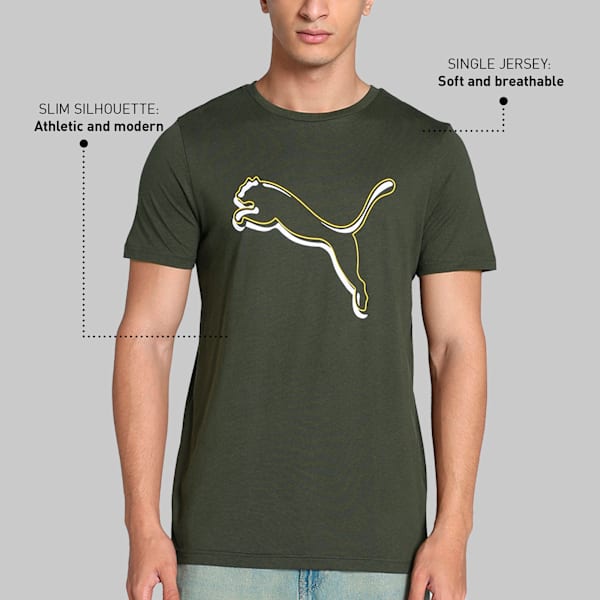 Outline Graphic Men's Slim Fit Tee, Dark Olive-(Forest Night), extralarge-IND