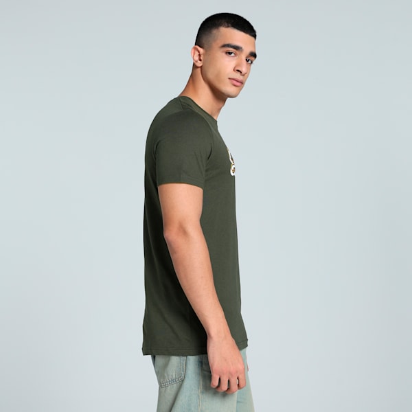 Outline Graphic Men's Slim Fit Tee, Dark Olive-(Forest Night), extralarge-IND