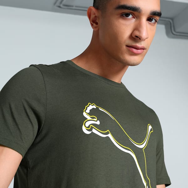 Outline Graphic Men's Slim Fit Tee, Dark Olive-(Forest Night), extralarge-IND