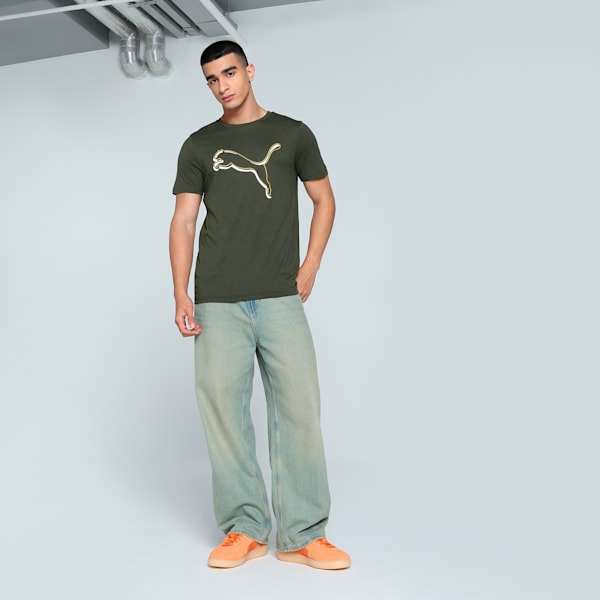 Outline Graphic Men's Slim Fit Tee, Dark Olive-(Forest Night), extralarge-IND