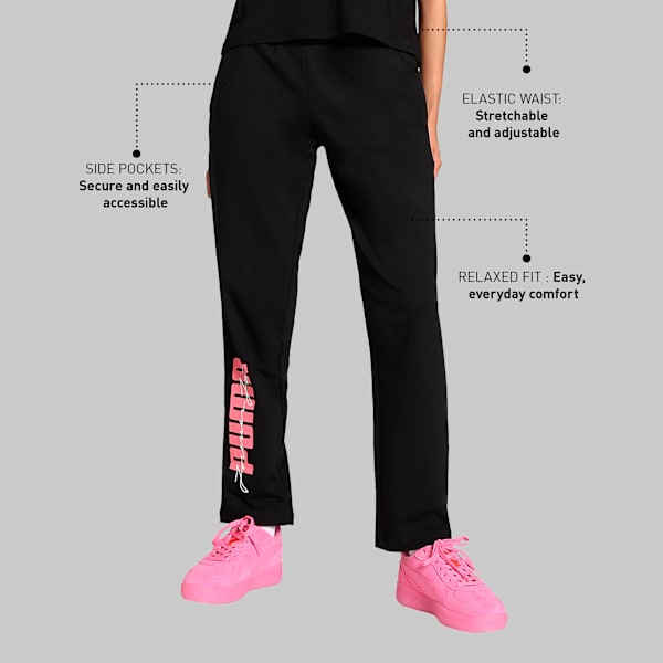 Women's Knitted Graphic Pants, PUMA Black, extralarge-IND