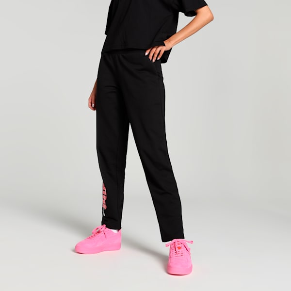 Women's Knitted Graphic Pants, PUMA Black, extralarge-IND