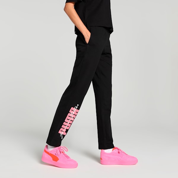 Women's Knitted Graphic Pants, PUMA Black, extralarge-IND