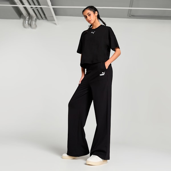 Women's Knitted Flared Pants, PUMA Black, extralarge-IND
