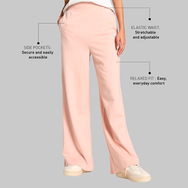 Women's Knitted Flared Pants, Rose Quartz, extralarge-IND