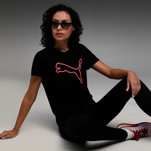 Women's Logo Tee, PUMA Black, extralarge-IND