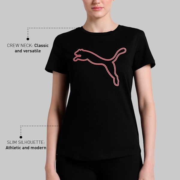 Women's Logo Tee, PUMA Black, extralarge-IND