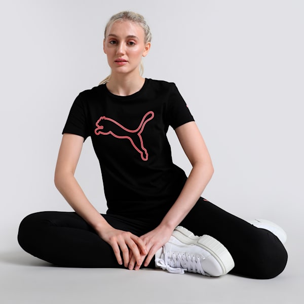 Women's Logo Tee, PUMA Black, extralarge-IND