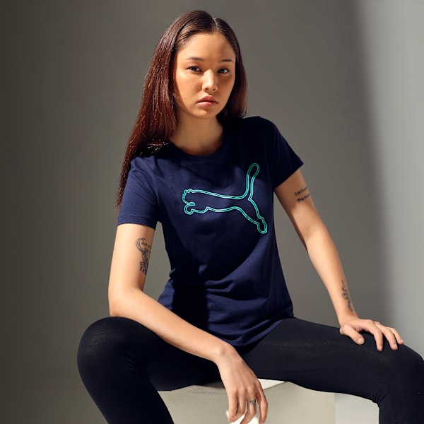 Women's Logo Tee, PUMA Navy, extralarge-IND