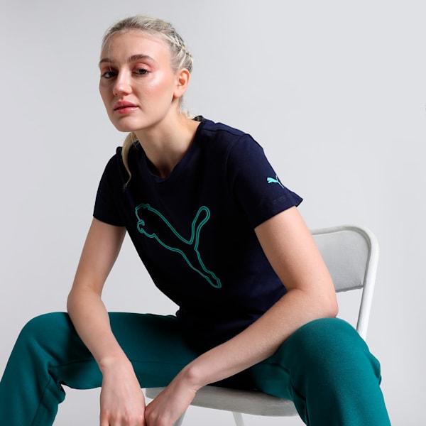 Women's Logo Tee, PUMA Navy, extralarge-IND