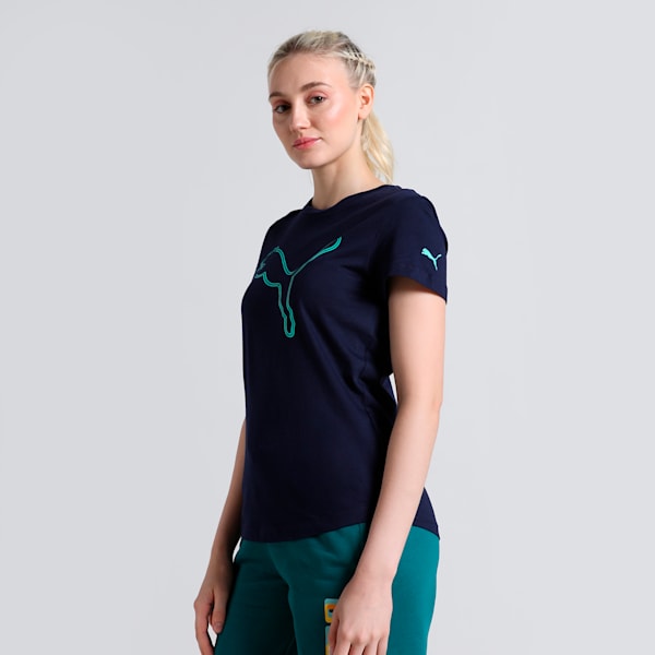 Women's Logo Tee, PUMA Navy, extralarge-IND