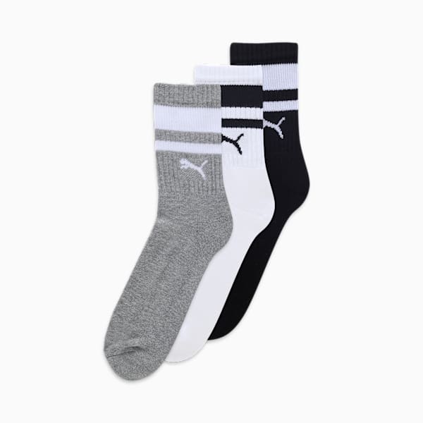 Heritage Crew Socks Pack of 3, PUMA White-Medium Gray Heather-PUMA Black, extralarge-IND