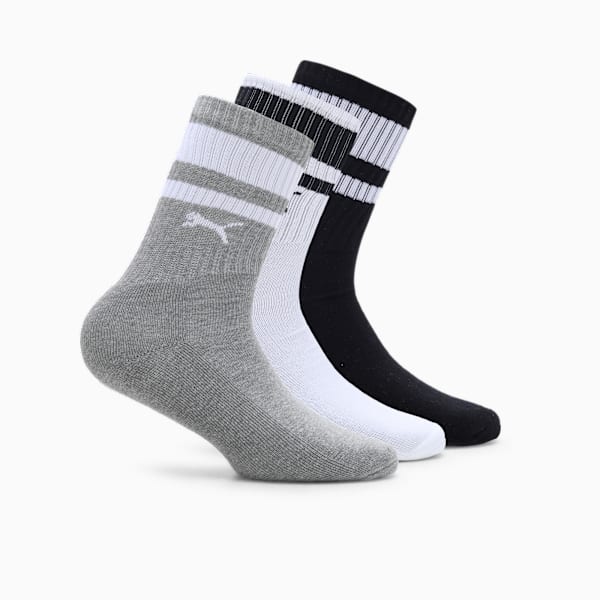 Heritage Crew Socks Pack of 3, PUMA White-Medium Gray Heather-PUMA Black, extralarge-IND