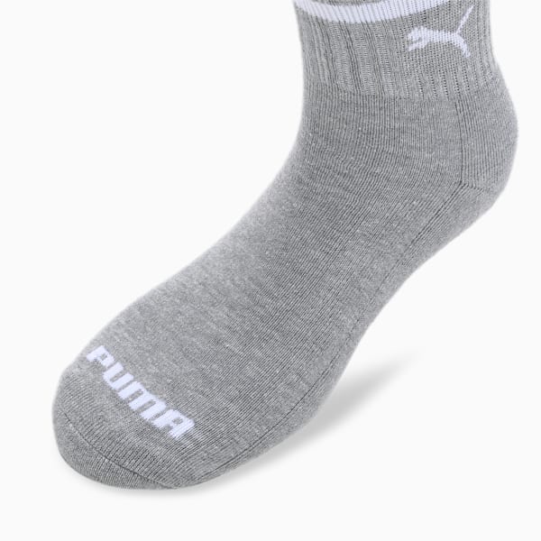 Heritage Striped Short Crew Socks Pack of 3, PUMA White-Medium Gray Heather-PUMA Black, extralarge-IND