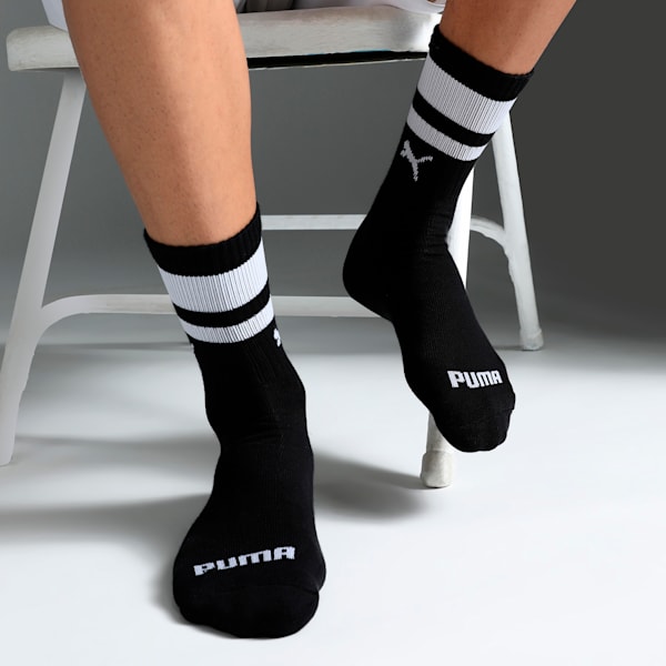 Heritage Striped Short Crew Socks Pack of 3, PUMA White-Medium Gray Heather-PUMA Black, extralarge-IND