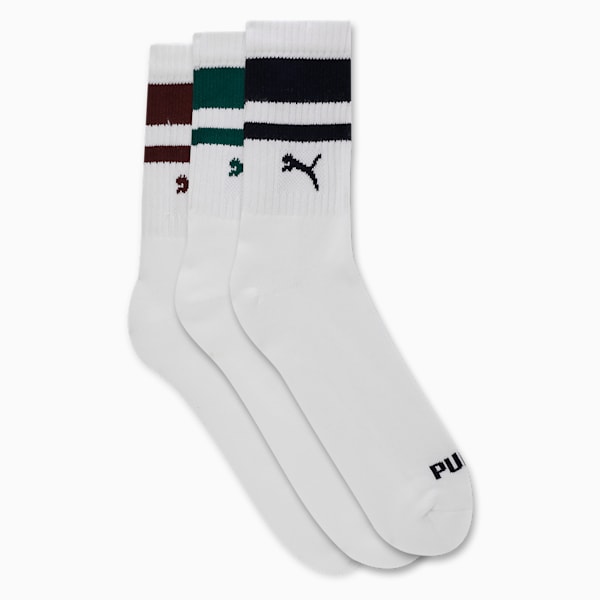 Heritage Striped Short Crew Socks Pack of 3, PUMA White, extralarge-IND