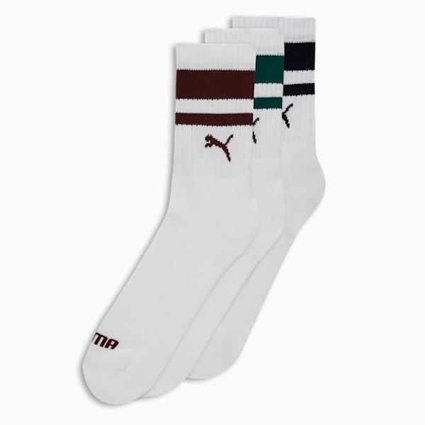 Heritage Striped Short Crew Socks Pack of 3, PUMA White, extralarge-IND