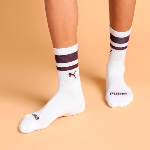 Heritage Striped Short Crew Socks Pack of 3, PUMA White, extralarge-IND