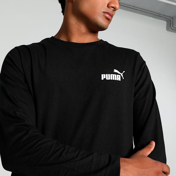 Men's Small Logo Long Sleeve Tee, Puma Black, extralarge-IND