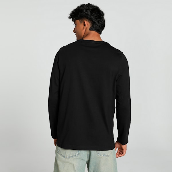 Men's Small Logo Long Sleeve Tee, Puma Black, extralarge-IND