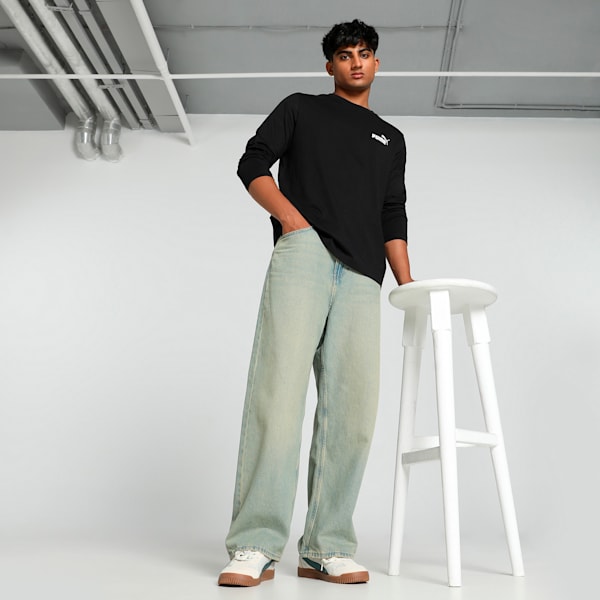 Men's Small Logo Long Sleeve Tee, Puma Black, extralarge-IND