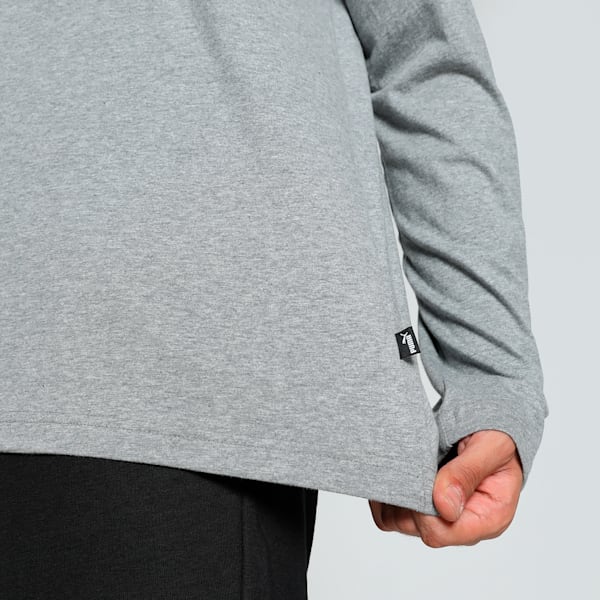 Men's Small Logo Long Sleeve Tee, Medium Gray Heather, extralarge-IND