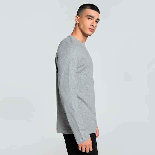 Men's Small Logo Long Sleeve Tee, Medium Gray Heather, extralarge-IND