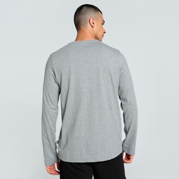 Men's Small Logo Long Sleeve Tee, Medium Gray Heather, extralarge-IND