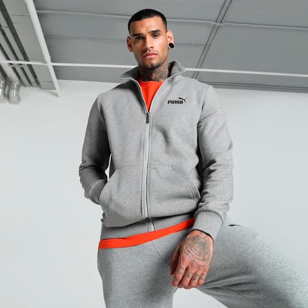 Men's Knitted Track Jacket, Medium Gray Heather, extralarge-IND